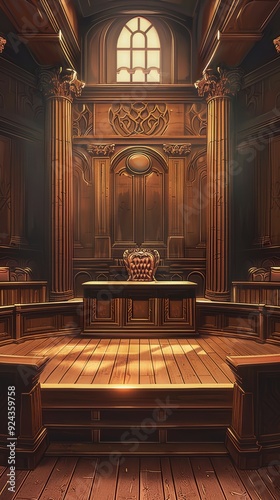Legal Proceedings. Courtroom scene with high level of detail