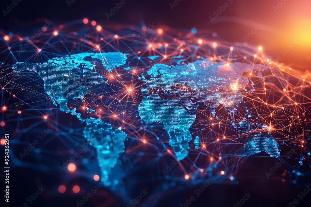 Global Digital Business Network Connection Illustration created with Generative AI Global Digital Business Network Connection Illustration created with Generative AI