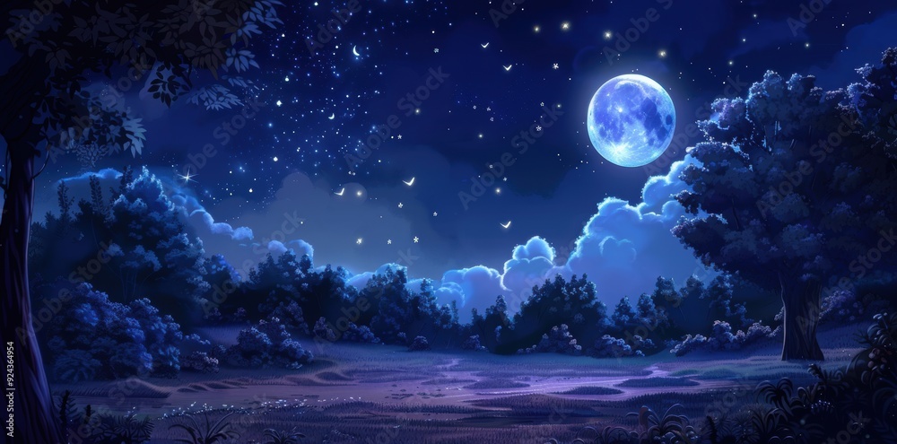 Midnight Mystique. Enchanting night time landscape concept Midnight Mystique. Enchanting night time landscape concept