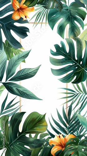 Digital watercolor plants abstract graphic poster background