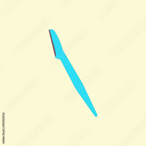 Eyebrow razor vector illustration. Trimming knife on yellow background