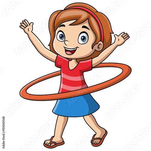 Cute girl playing hula hoop