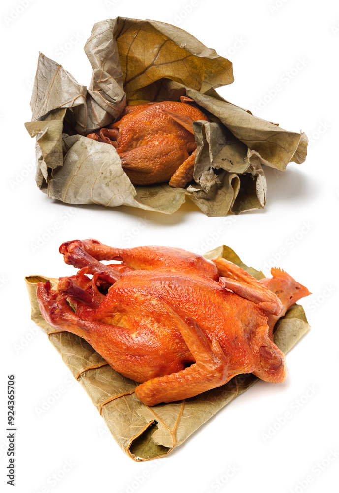 beggar chicken on Lotus leaf background beggar chicken on Lotus leaf background