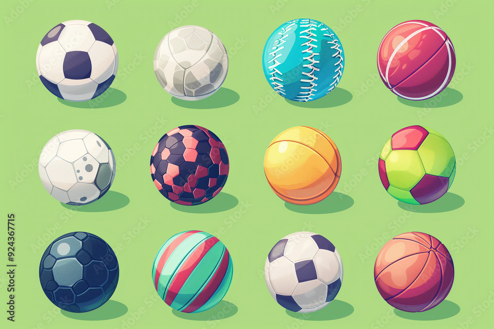 set illustration of balls for various professional sports and games set illustration of balls for various professional sports and games