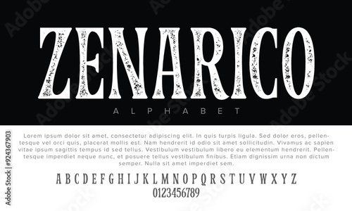 Luxury Zenarico alphabet letters font for logo