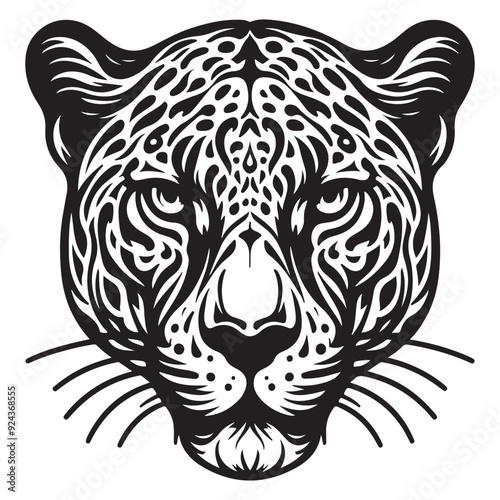 Line art of leopard head vector