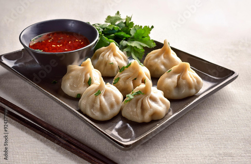 Momos with Spicy Red Chutney