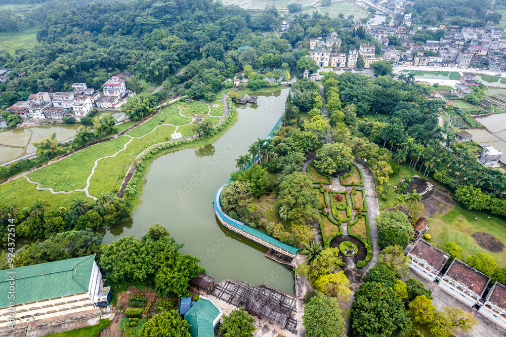 Obraz premium Aerial view of Kaiping City Park in Jiangmen City, Guangdong Province