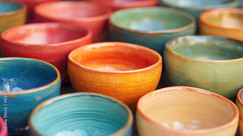 Colorful Ceramic Bowls Display