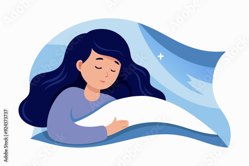 Serene Girl Sleeping Illustration