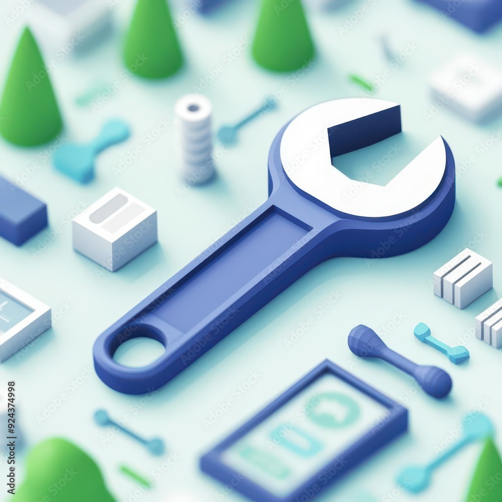 A colorful illustration of a wrench among various tools and objects, representing maintenance and repair concepts. A colorful illustration of a wrench among various tools and objects, representing maintenance and repair concepts.