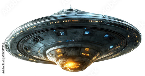 ufo alien ship isolated on transparent background