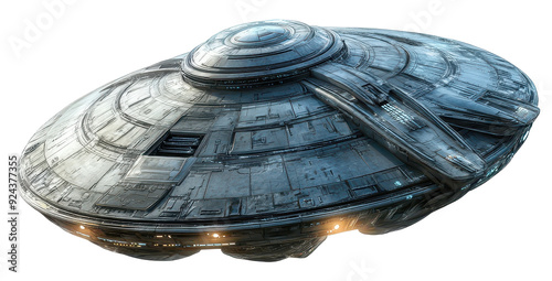 ufo alien ship isolated on transparent background