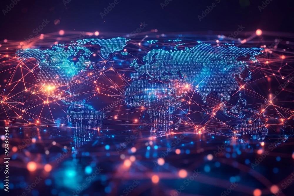 Fototapeta premium Global Digital Business Network Connection Illustration created with Generative AI