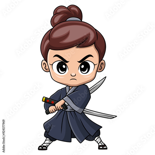 Cute samurai warrior boy cartoon