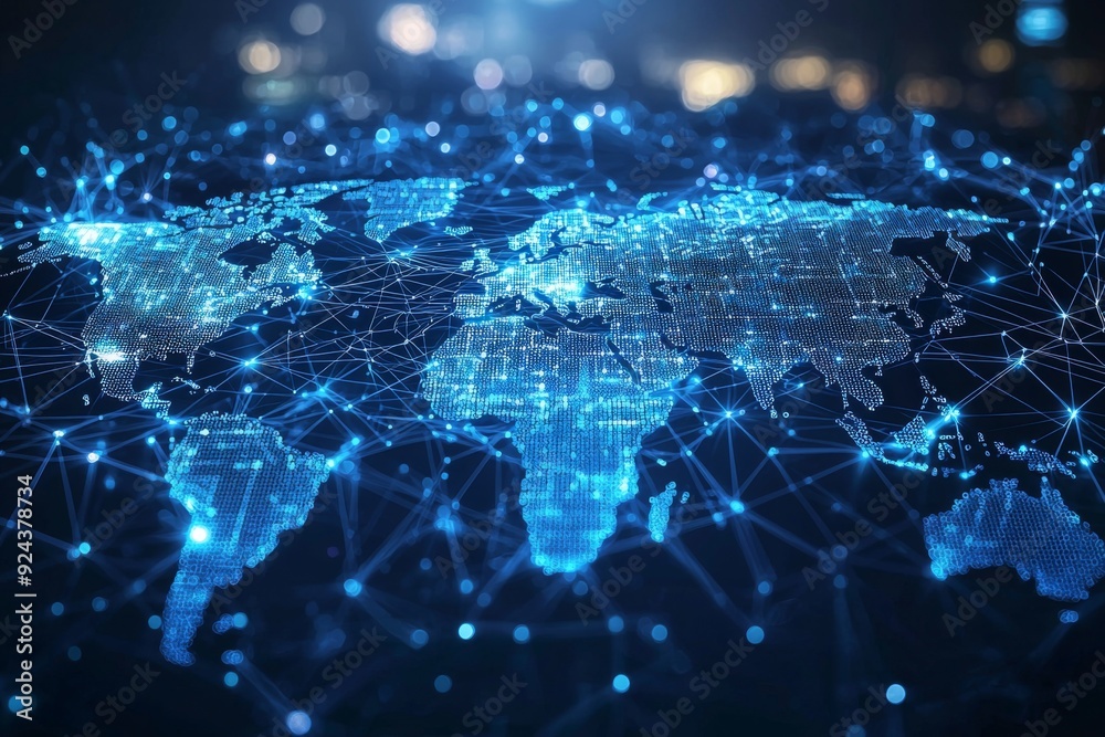 Obraz premium Global Digital Business Network Connection Illustration created with Generative AI