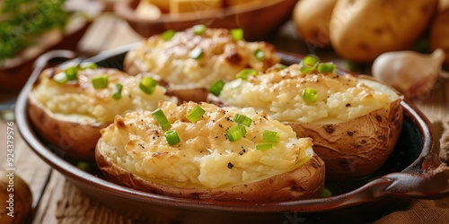 Baked Potatoes with Butter Cream and Scallions