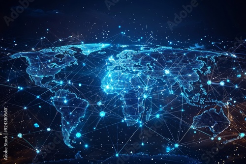 Global Digital Business Network Connection Illustration created with Generative AI