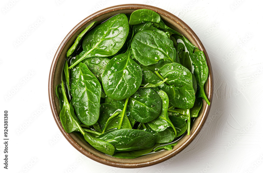 A bowl of blanched spinach in clear water A bowl of blanched spinach in clear water