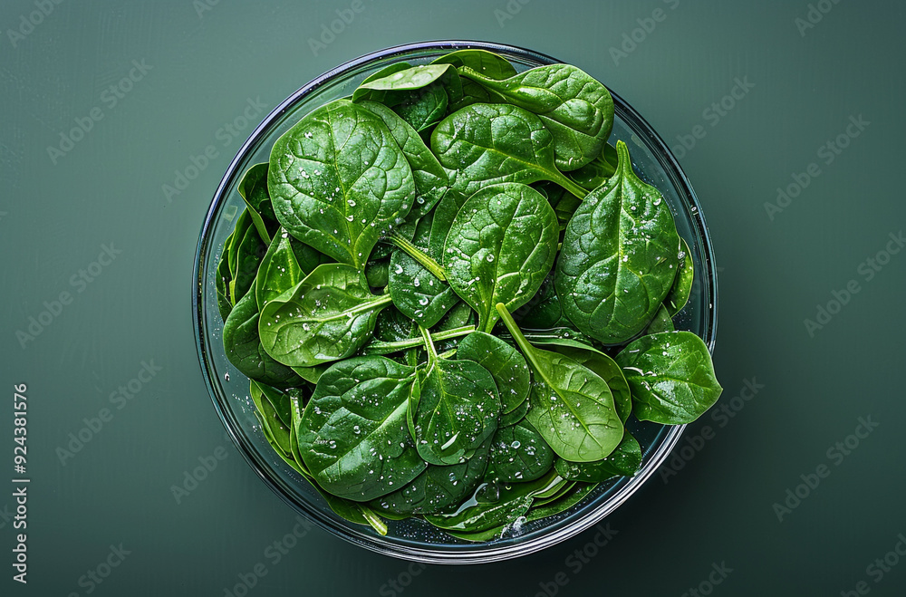 A bowl of blanched spinach in clear water A bowl of blanched spinach in clear water