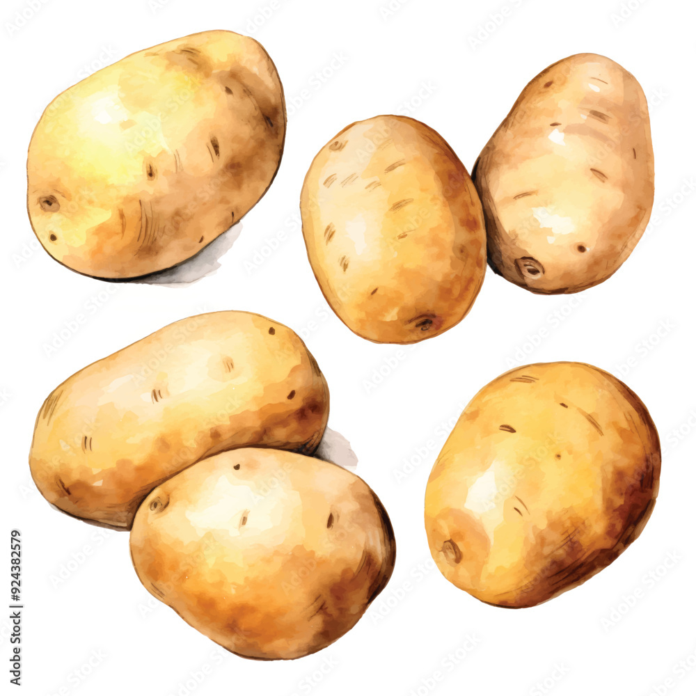 watercolor painting of potato four collection isolated watercolor painting of potato four collection isolated
