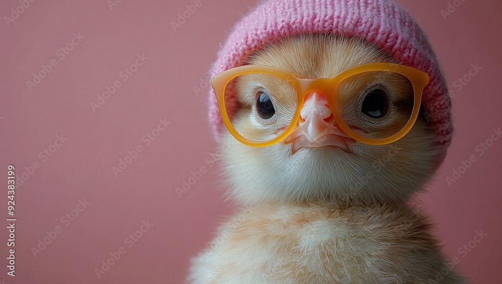 Cute Chick in Pink Hat and Glasses Cute Chick in Pink Hat and Glasses