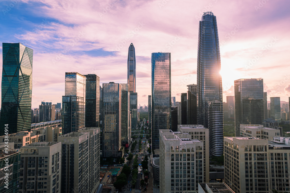 Obraz premium city skyline at sunset