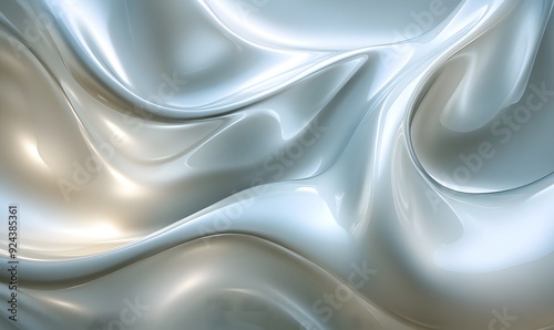 Abstract Fluid Curves with Silver and Grey Hues photo