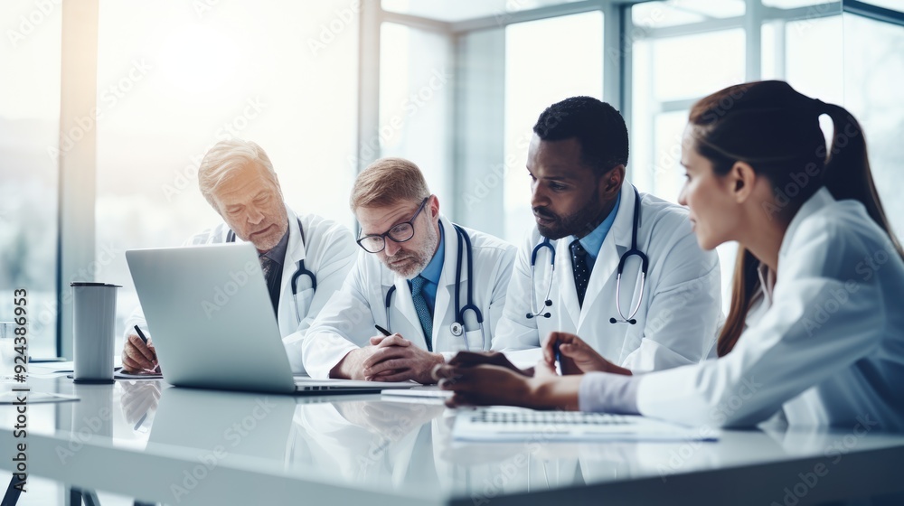 Doctor and clinic team working together in a meeting, discussing plans and strategies for collaboration,generative ai