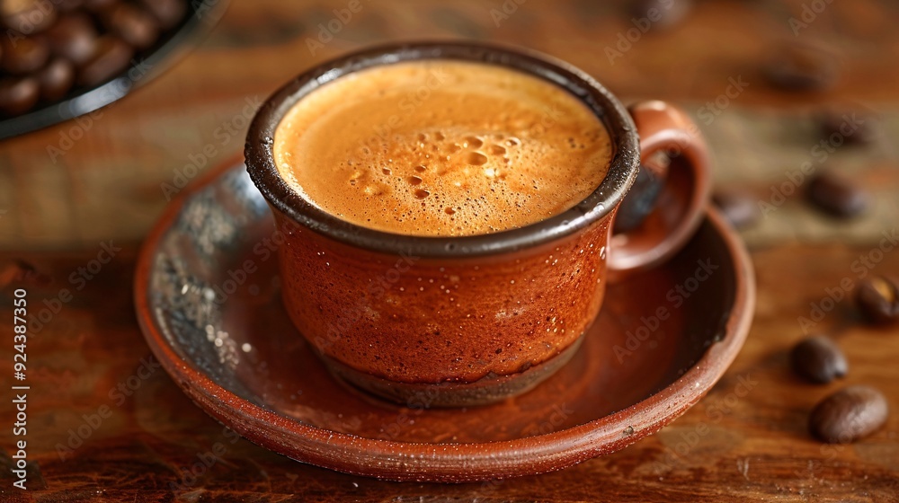 Classic Cafe Cubano in a Rustic Ceramic Cup Classic Cafe Cubano in a Rustic Ceramic Cup