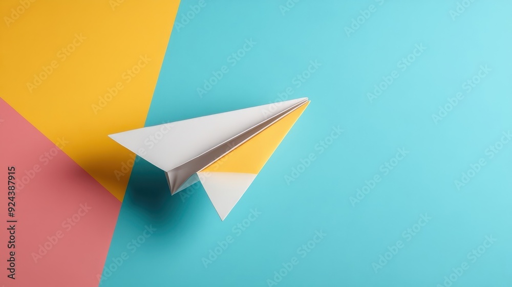 Paper airplane silhouette on colorful background. Paper airplane silhouette on colorful background.