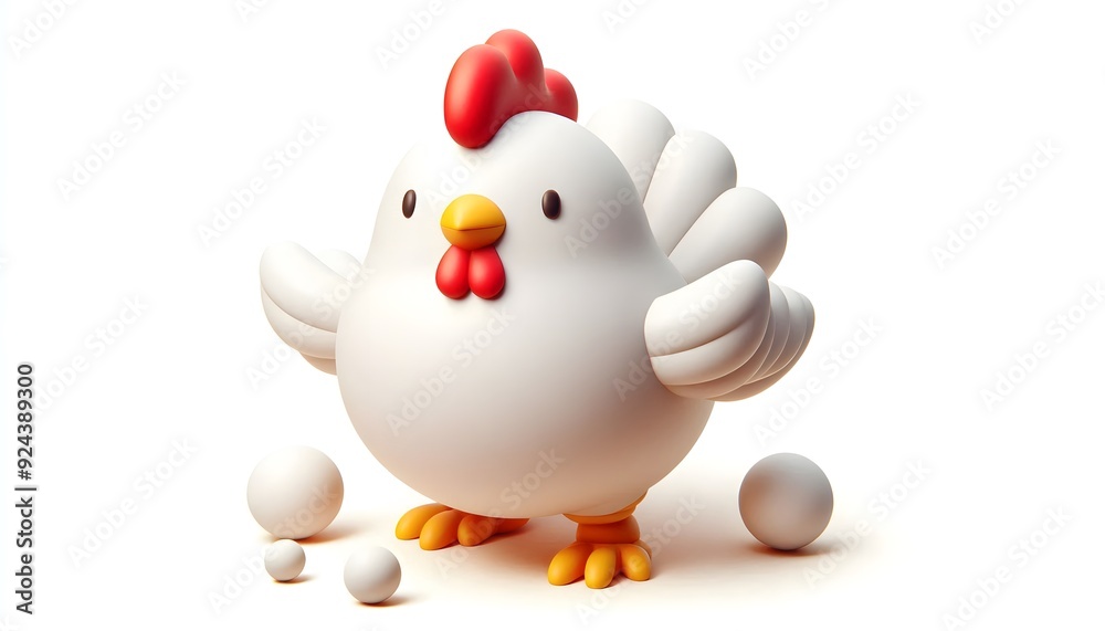 chicken character 3D posed playfully against a neutral background chicken character 3D posed playfully against a neutral background