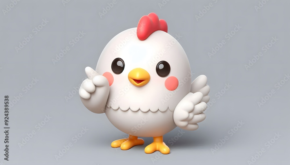 chicken character 3D posed playfully against a neutral background chicken character 3D posed playfully against a neutral background