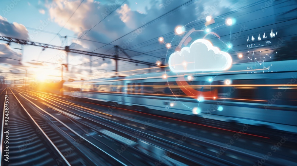 A train is shown with a cloud on the side of it