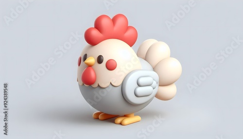 chicken character 3D posed playfully against a neutral background