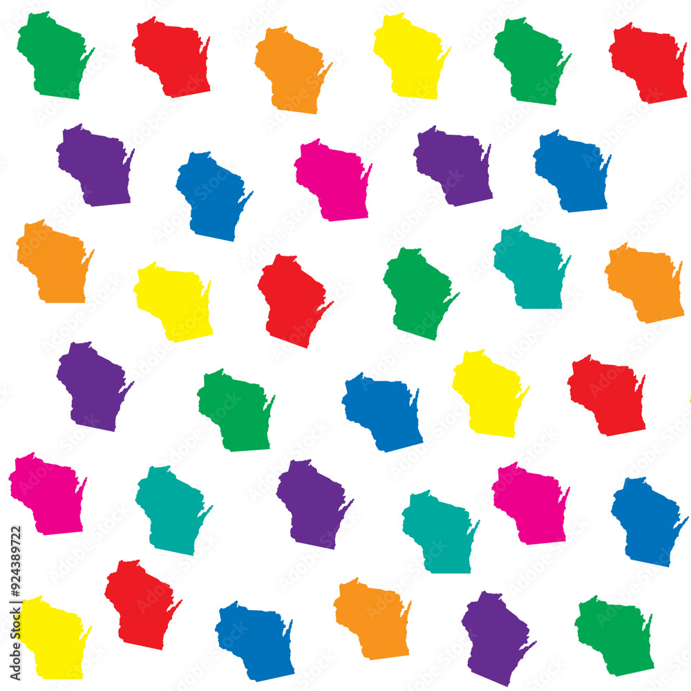 Set of Multicolored Wisconsin State Pattern Set of Multicolored Wisconsin State Pattern