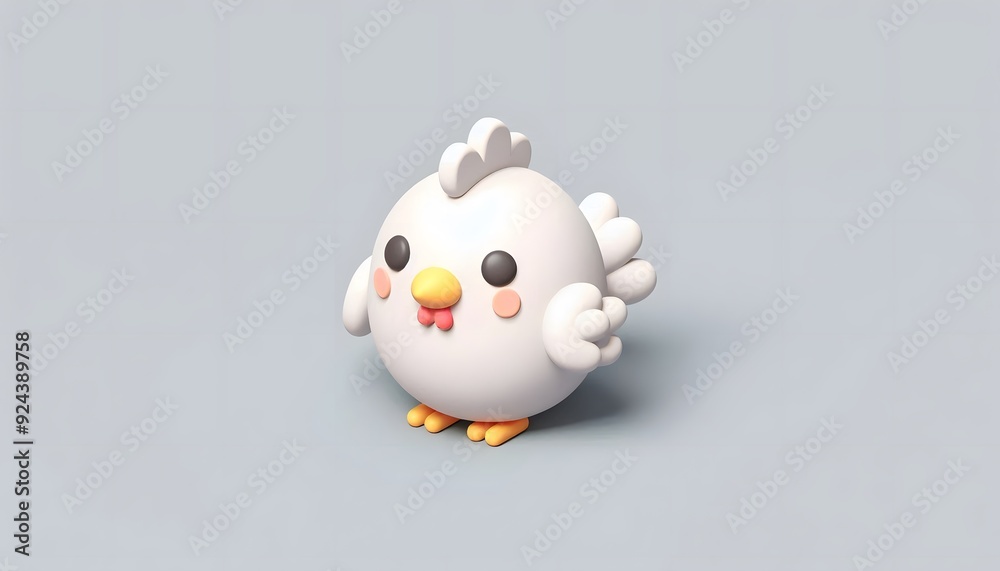 chicken character 3D posed playfully against a neutral background chicken character 3D posed playfully against a neutral background
