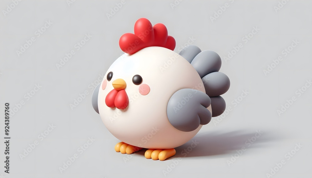 chicken character 3D posed playfully against a neutral background chicken character 3D posed playfully against a neutral background