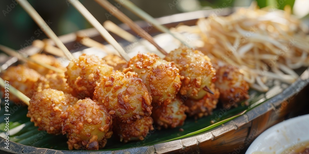 Pentol Satay Made from Tapioca Balls Popular Indonesian Street Food Pentol Satay Made from Tapioca Balls Popular Indonesian Street Food