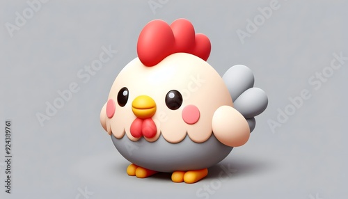 chicken character 3D posed playfully against a neutral background