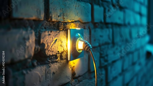 Obraz na płótnie A wall socket and plug for gas that shows costly power green energy and bill shock w salonie