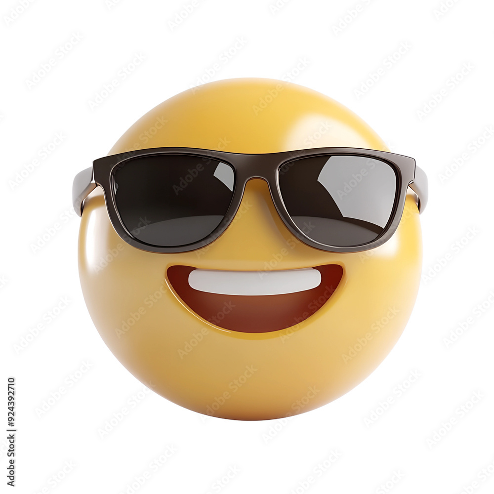 Smiling face with sunglasses three-dimensional emoji,3d cheerful ...