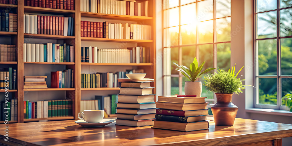 arrangement with books stack indoors arrangement with books stack indoors