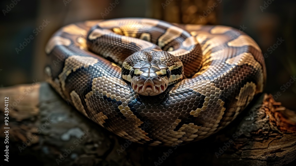 Close-up of a snake's head with scales. Close-up of a snake's head with scales.