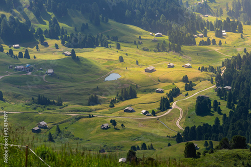 Beautiful mountain range in Alpe Di Suisi, Dolomites photo