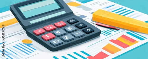 Business Finance, Budgeting and Tax Concept. Doing finances and calculating financial report with business graph growth chart, finance and investment, Generative AI