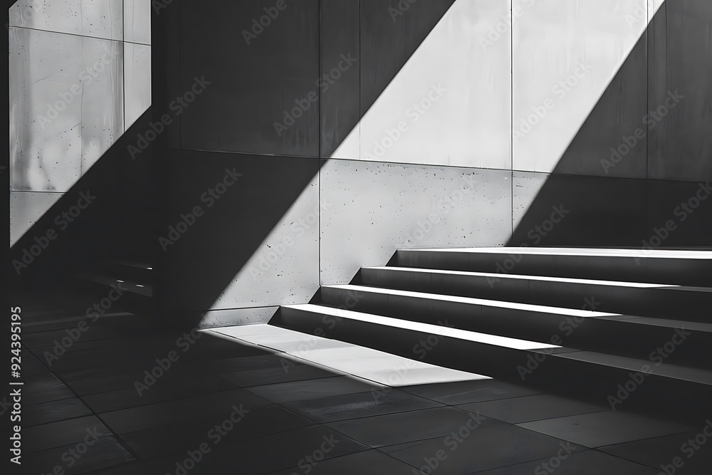 Concrete Staircase with Shadow Patterns Photo Concrete Staircase with Shadow Patterns Photo