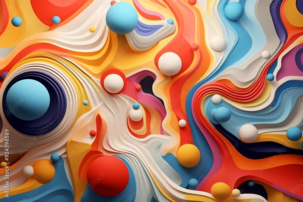 Obraz premium Abstract psychedelic 3d shapes background, Geometric shapes Background, psychedelic background, Psychedelic Wallpaper, AI Generative