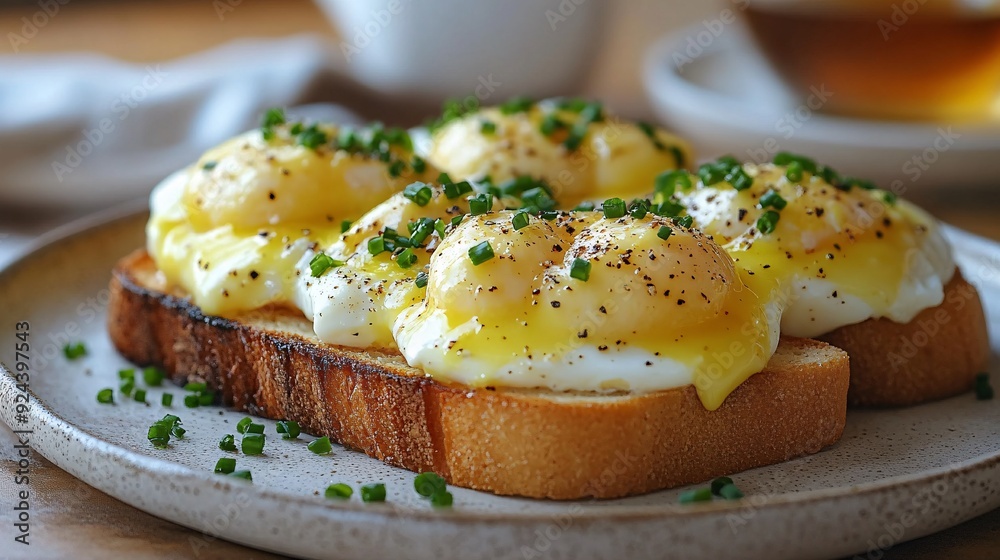 Eggs Benedict on Sourdough Toast with Hollandaise Sauce Eggs Benedict on Sourdough Toast with Hollandaise Sauce