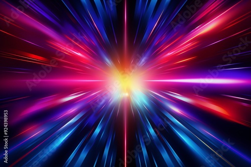 Abstract Star Burst background, Neon Starburst background, Neon Sunburst Wallpaper, abstract background with bright light rays, dynamic Neon Lights wallpaper, Speed lights background, AI Generative